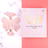 Pink Crystal Roller Butterfly Jade Facial Beauty Massager