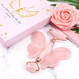 Pink Crystal Roller Butterfly Jade Facial Beauty Massager